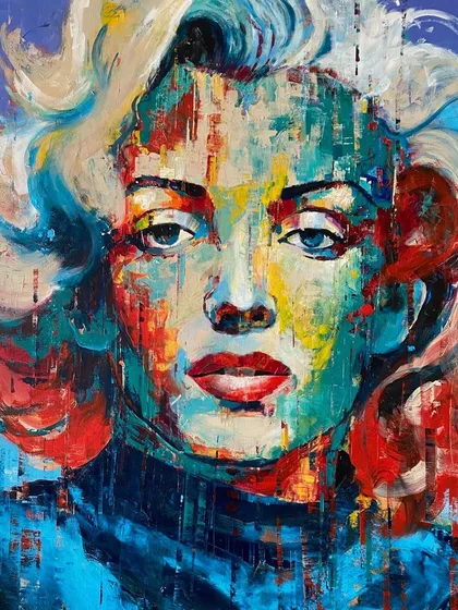 This vibrant portrait of Marilyn Monroe uses a riot of color to capture her cheerful, sun-like persona. My tributes to legends are reminders to appreciate the beauty of the present moment, just as their iconic status has made them timeless.