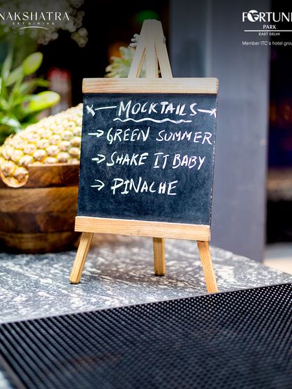 Our mocktail menu, featuring refreshing non-alcoholic options like the Green Summer and Shake It Baby.