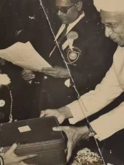 A precious black and white photograph from early in my career, receiving an award from the esteemed Dr. S. Radhakrishnan, the former President of India.