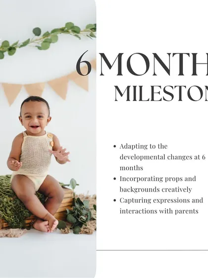 A 6-month sitter session photo, showing creative use of props and backgrounds.