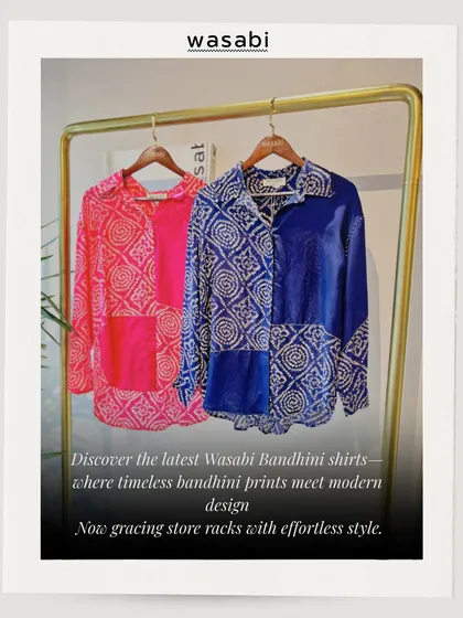 Our Bandhini shirts blend centuries-old tie-dye artistry with my signature contemporary cuts. Each piece is hand-tied and dyed, making it truly one of a kind.