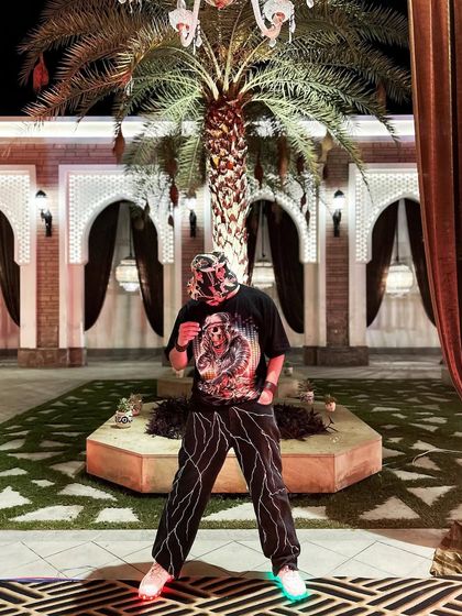 From sound check to showtime, style never skips a beat. A pre-show photo at a beautiful outdoor venue.