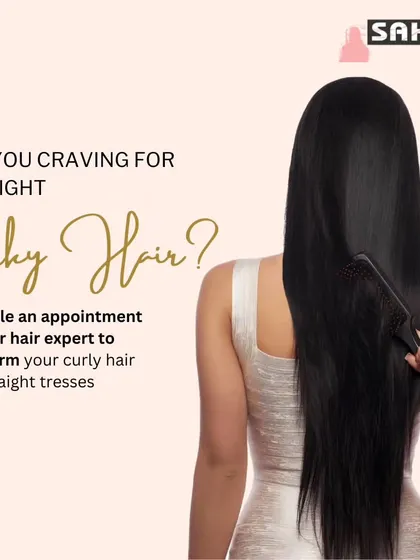 Are you craving straight, silky hair? This graphic explains how you can schedule an appointment with us to safely transform your hair.