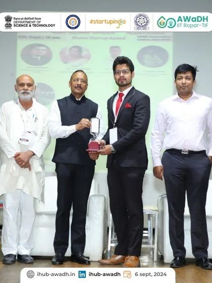 We were honored to be recognized at the Bharat Entrepreneurship Summit 2024 in New Delhi as one of the five startups from iHub - AWaDH @ IIT Ropar making significant contributions in sustainability and deep tech.
