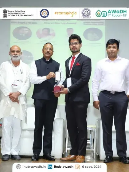 Our team being recognized at the Bharat Entrepreneurship Summit 2024. As a startup incubated at iHub - AWaDH @ IIT Ropar, we are proud to contribute to India's deep tech innovation.