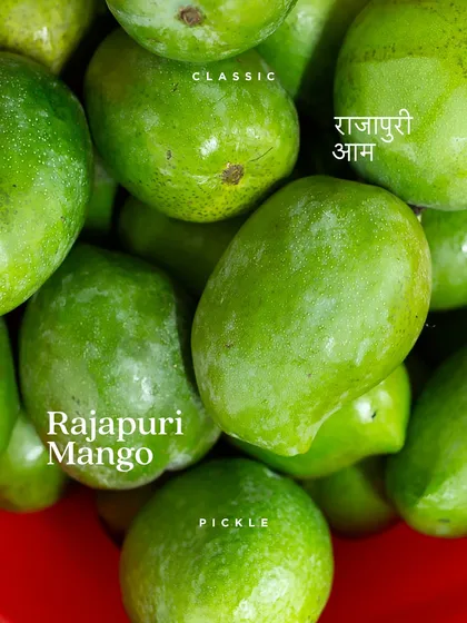 We exclusively use Rajapuri mangoes for our classic pickles. Their firm texture and tangy flavour are perfect for creating authentic Gujarati aachar.