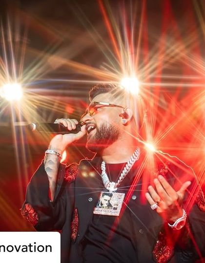Karan Aujla owning the stage in Bangalore. This close-up shot captures the star power that our stages are built to showcase.