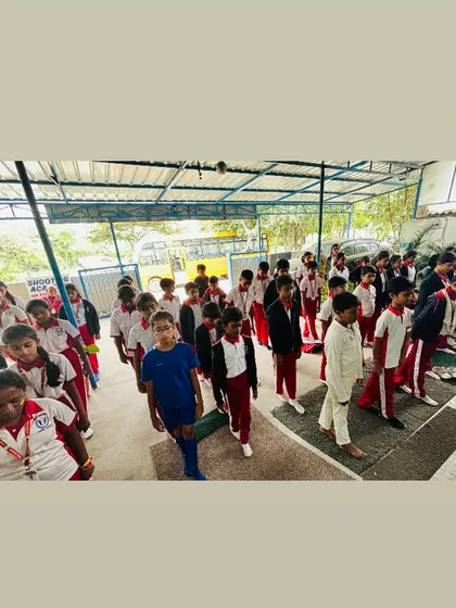 Students from Carmel Academy arriving for their training session. We instill a sense of discipline and routine from the moment they walk in.
