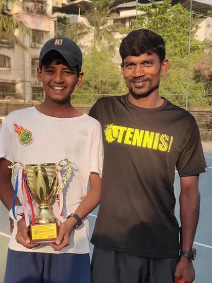 Rishikesh Mane celebrating his Runner-Up finish at the 17th Ramesh Desai Memorial Nationals for Under 12s. Reaching the final of a national championship is a massive achievement.