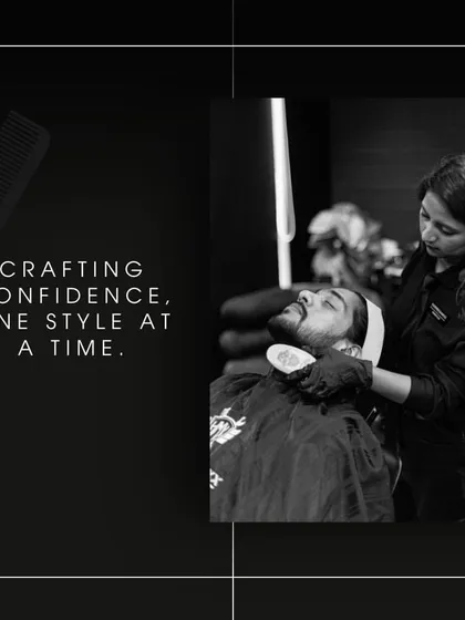 Crafting confidence, one style at a time. Here, one of our lady barbers provides a relaxing and precise grooming service, showcasing her dedication to the craft.