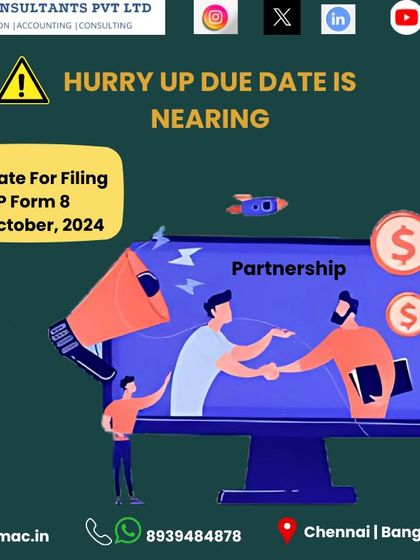 For Limited Liability Partnerships, filing Form 8 is a critical annual compliance task. We send timely reminders and manage the filing process to ensure you meet the 30th October deadline without any last minute stress.