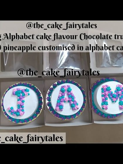 A top-down view of the 3kg alphabet cakes in their boxes, ready for delivery.