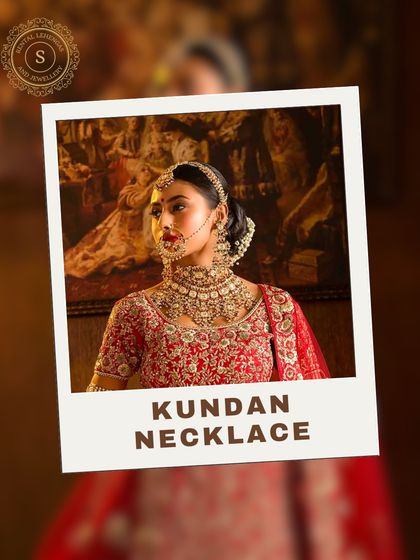 Why buy when you can rent? This graphic highlights one of our stunning Kundan necklaces, perfect for achieving that heavy bridal look affordably.