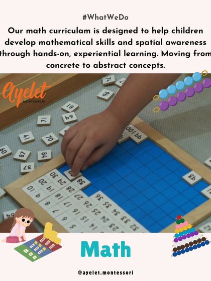 At Ayelet, children fall in love with math. The transition from concrete materials like the hundred board to abstract concepts is so smooth that children effortlessly absorb and apply what they have learned.