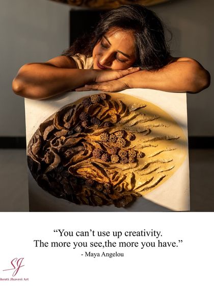 Resting with my creation. As Maya Angelou said, "You can't use up creativity. The more you use, the more you have." This piece is a testament to that belief.