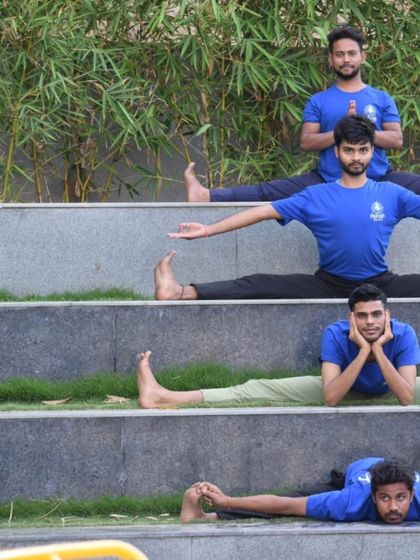 Our students take their flexibility practice outdoors, using the natural landscape to work on their splits. Practicing in nature adds a refreshing element to the training.