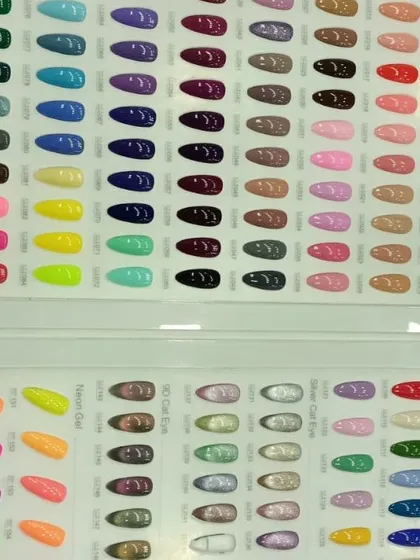 I bring a huge selection of colors right to you. This chart shows just a part of my collection, including everything from nudes and pastels to neons, glitters, and deep tones for you to choose from.