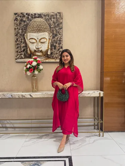 This pink kaftan set is all about comfort and style. The flowy silhouette is flattering for all body types, and the vibrant color makes a cheerful statement.