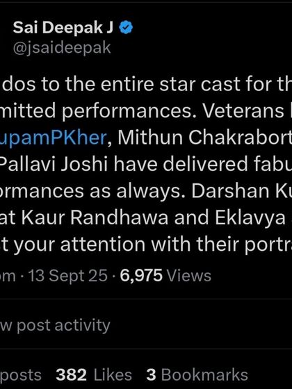 Appreciating the committed performances of the cast in 'The Bengal Files'. The actors have done a fabulous job in bringing a difficult and painful history to the screen.
