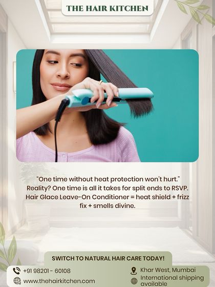 Thinking "one time without heat protection won't hurt" is a mistake. My Hair Glace Leave-On Conditioner acts as a heat shield and frizz-fix, protecting your hair from damage every time you style.