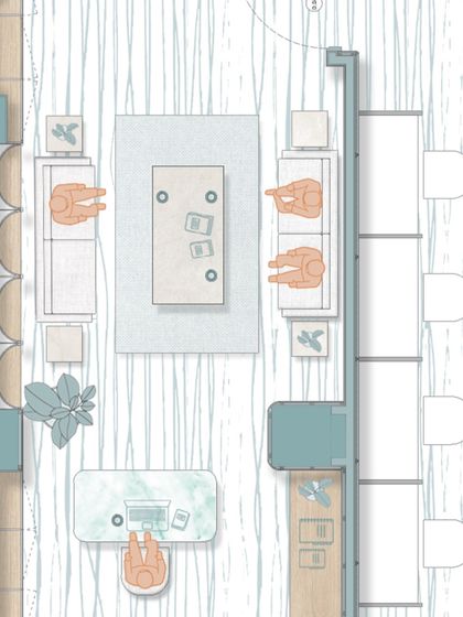 This section of the floor plan details the layout of the reception and guest seating area. We prioritize creating a strong first impression with a well-organized, spacious, and aesthetically pleasing entrance.
