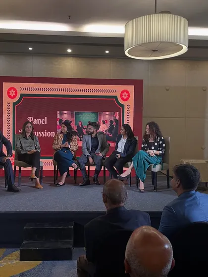 A wide shot of the panel discussion at the 2025 Indian Coaching Summit. Participating in forums like this allows me to contribute to a larger conversation about leadership, coaching, and professional growth.