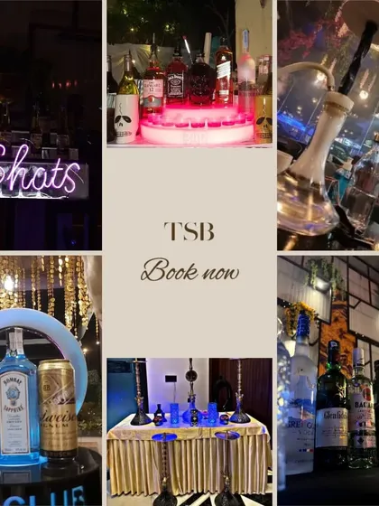 A collage of my services, from shots and hookah to premium liquor displays, with a simple call to 'Book now'.