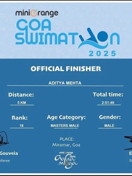 Another 5km finisher from our team. Consistent results across different swimmers show the effectiveness of our training system.