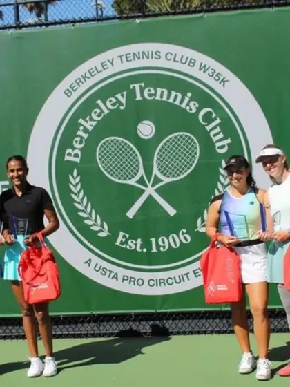 We are proud of our athletes' achievements at every level. Here, our player Rutuja Bhosale is seen as a doubles runner-up at the ITF W35 in Berkeley, USA, showcasing the high-performance pathway our program supports.