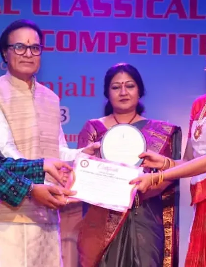 As a Guru, receiving an award on behalf of my students is a deeply fulfilling experience. This was at the Nrityanjali festival, recognizing the quality of training and performance from Nritya Gurukul.