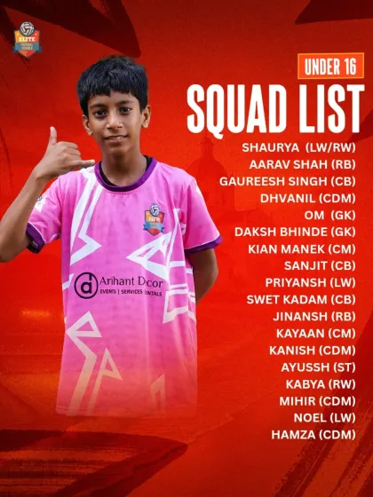 Here is our official U16 squad list for the Goa tour. A team full of talent and determination, ready to compete.
