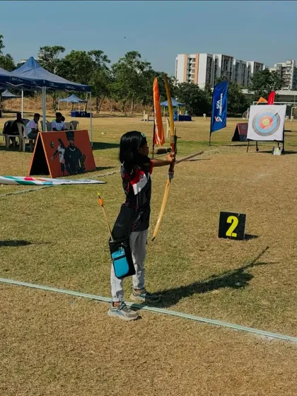 A young archer from our academy in action during the SFA Archery Championships, where our team won a total of five medals, including two golds.