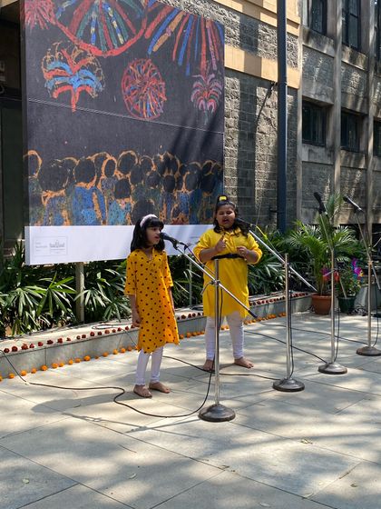 Two of our talented students performing at the first fundraiser for our 'TSS on Wheels' bus.