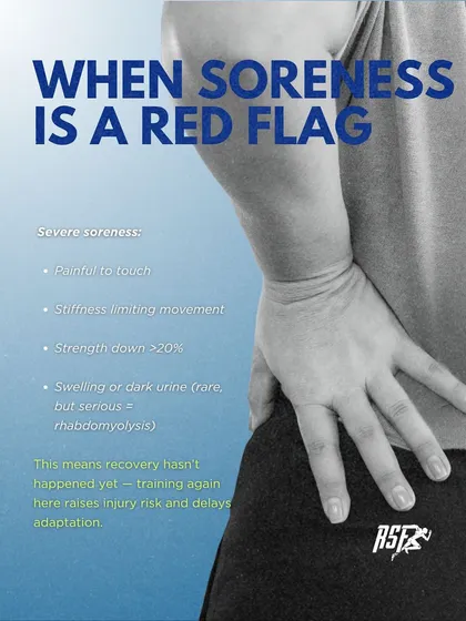 This is when soreness is a red flag. If it's painful to the touch, limits movement, or is accompanied by a significant drop in strength, it means recovery hasn't happened yet. Training again raises injury risk.