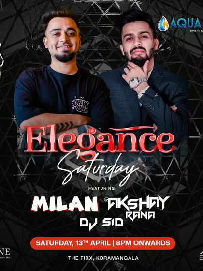 Another version of the "Elegance Saturday" poster, highlighting the incredible lineup for the night.