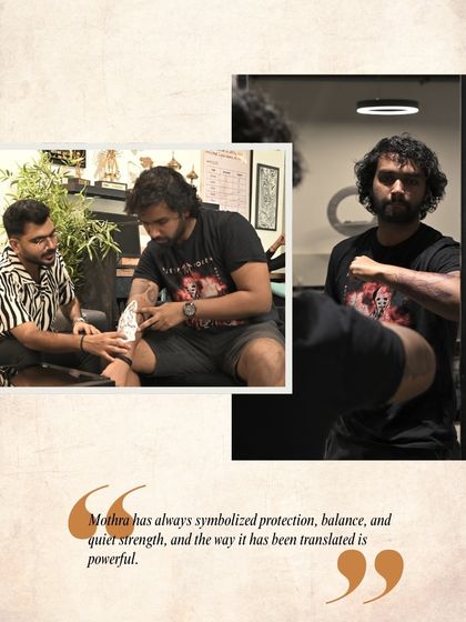 "Mothra has always symbolized protection, balance, and quiet strength, and the way it has been translated is powerful." The client explaining the meaning behind his choice.