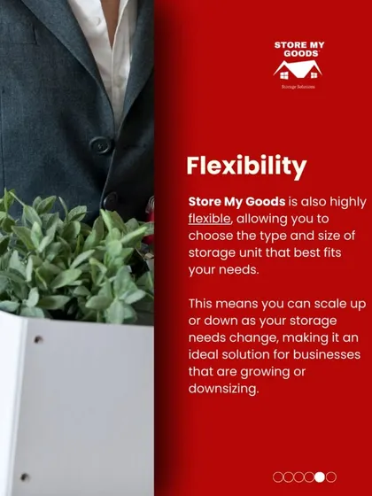 My storage solutions are highly flexible. You can choose the type and size of the unit that best fits your needs, and scale up or down as your business grows or changes.