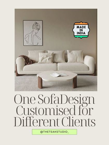 This image shows how one of our popular sofa designs can be customized for different clients. Here, it's presented in a minimalist setting, showcasing its versatility and timeless appeal.