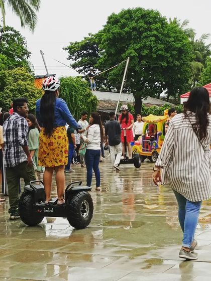The staff absolutely loved gliding on these eco friendly wheels at their annual day event! My Segways are perfect for adding a touch of elegance and fun to corporate events, wedding entries, birthday parties, and even ad shoots. I help create lasting impressions and lifetime memories.