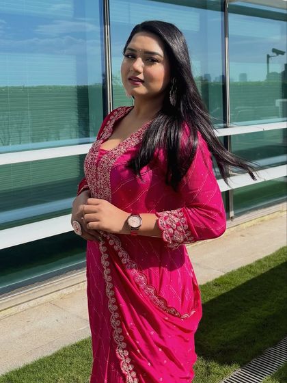 A closer look at the delicate embroidery on my pink ethnic wear. It's all in the details, and this outfit feels both traditional and chic.