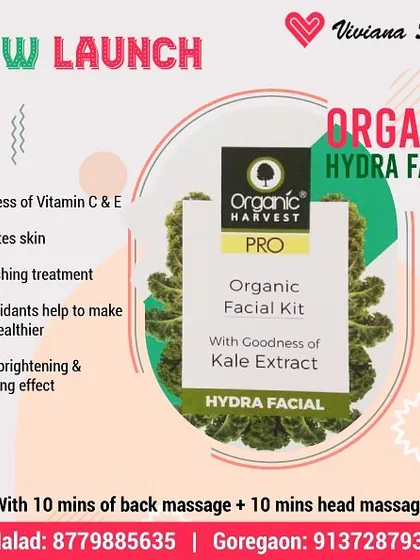 I am excited to introduce our new Organic Hydra Facial. This treatment is packed with the goodness of Vitamin C, E, and Kale Extract to deeply nourish and hydrate your skin. It's a wonderful antioxidant-rich option for a healthy, bright, and glowing complexion.