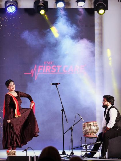 A moment from our 'Flamenco Kathak & Beyond' show, with the focus on the Kathak dancer and percussionist.