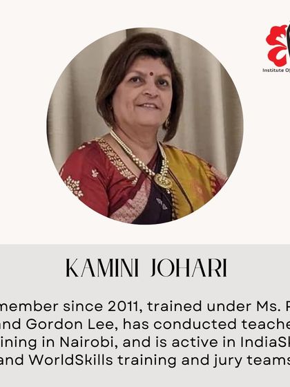 Meet Kamini Johari, an integral part of the IFD team since 2011. Trained under floral masters, she has conducted teacher training programs and is an active jury member for IndiaSkills and WorldSkills.