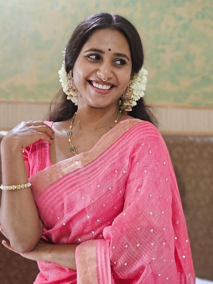 A candid smile, captured by my Amma.