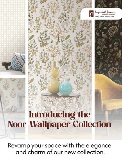 I am proud to introduce the Noor Wallpaper Collection. This collection is designed to help you revamp your space with elegance and charm, offering a range of beautiful patterns to suit any taste.