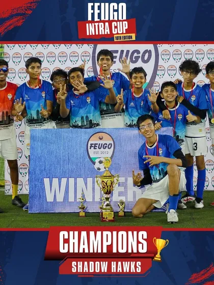 The 'Shadow Hawks', our U-15 Champions, celebrating a well-deserved victory at the Intra Cup.