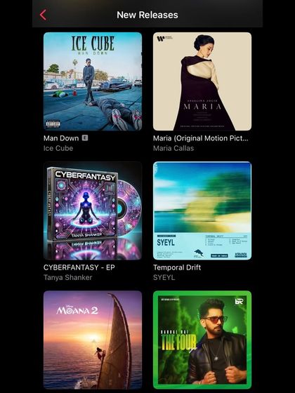 My "Cyberfantasy" EP featured in the New Releases section on Apple Music, right next to some major international artists.