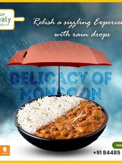 Enjoying the monsoon with a sizzling bowl of Rajma Chawal. There's nothing better than a hot, comforting meal on a rainy day.