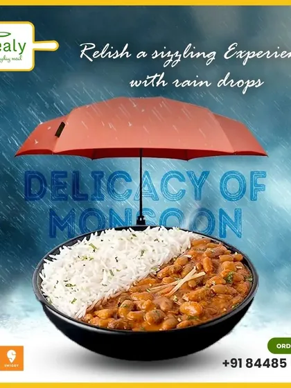 Enjoying the monsoon with a sizzling bowl of Rajma Chawal. There's nothing better than a hot, comforting meal on a rainy day.
