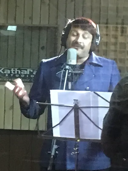 Manoj Tiwari ji in his element, recording vocals in our studio. We handle everything from solo artist recordings to full album production projects.